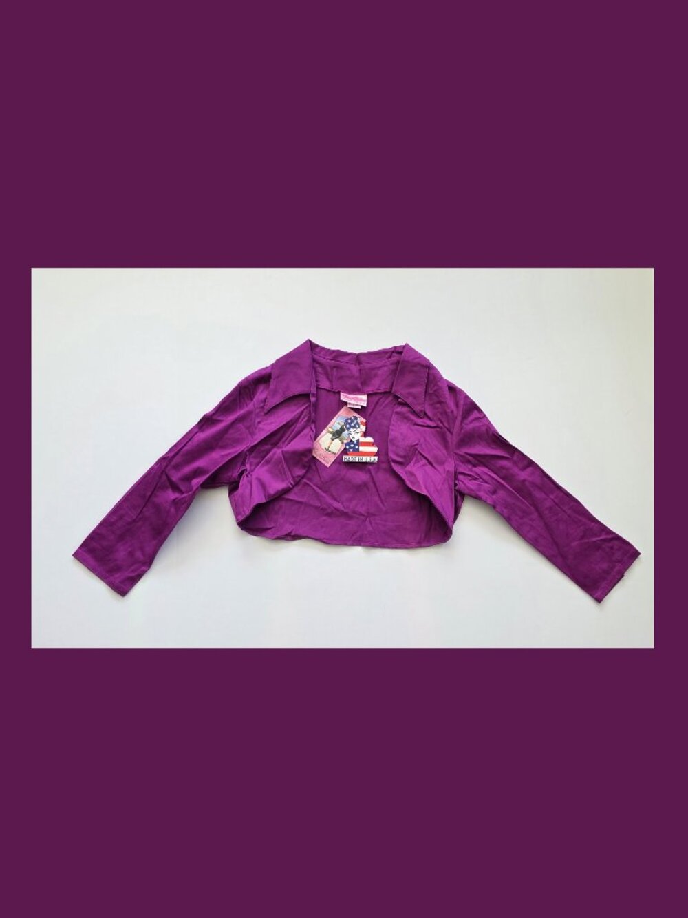 Pinup Couture Pinup Girl Clothing Purple Bolero Shrug 3/4 Sleeve NWT L